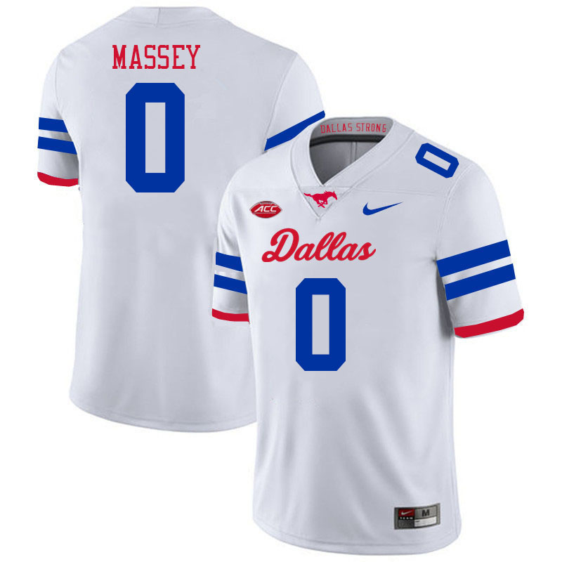 SMU Mustangs #0 Bryan Massey College Football Jerseys Stitched Sale-Alternate White